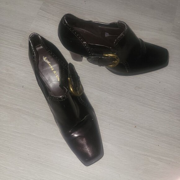 Etienne Aigner Black‎ Leather Ankle Boots Size 7.5 classic bohemian retro black - Picture 9 of 9